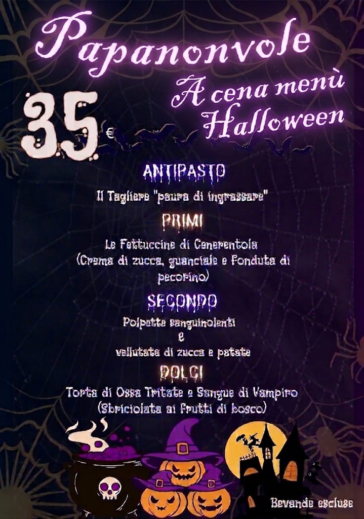 31 ottobre halloween 2026 - Osteria Romana Papà Non Vuole - Roma Tuscolano cena 35 €